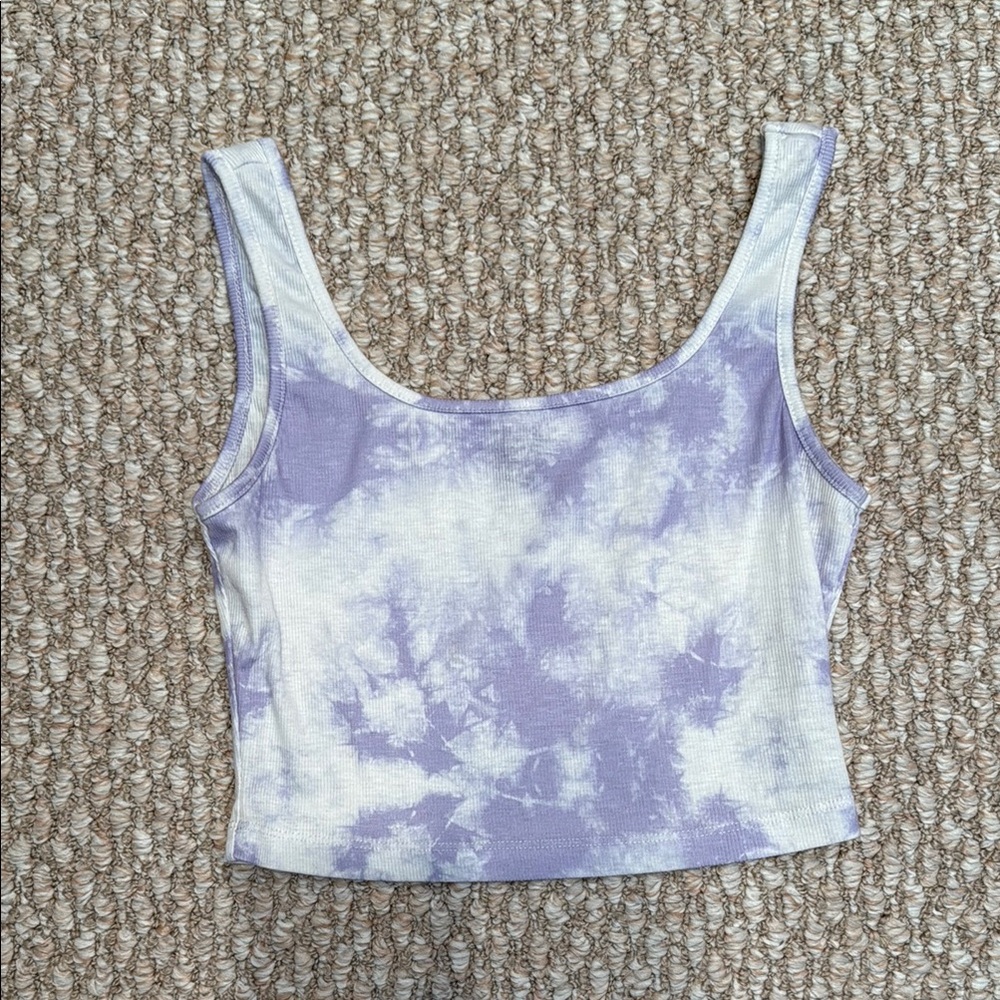 SHEIN Purple and White Sleeveless Crop Tank Top